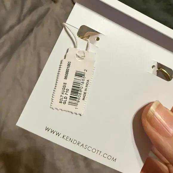 NWT Kendra Scott Bolt 14kt Gold Plates Huggie Hoop
Earrings Edgy Gift Rock Music - Picture 5 of 9